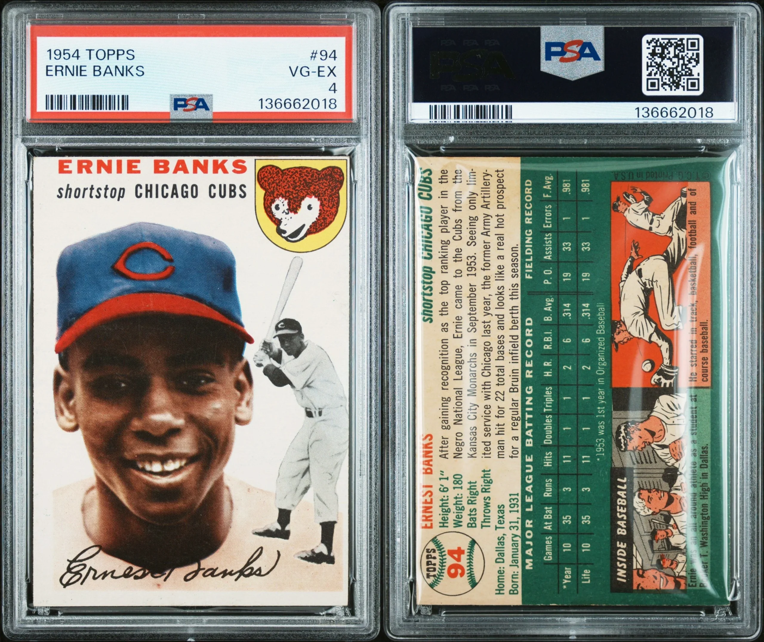 PSA 4 1954 Topps #94 Ernie Banks RC Chicago Cubs - Northwest Sportscards