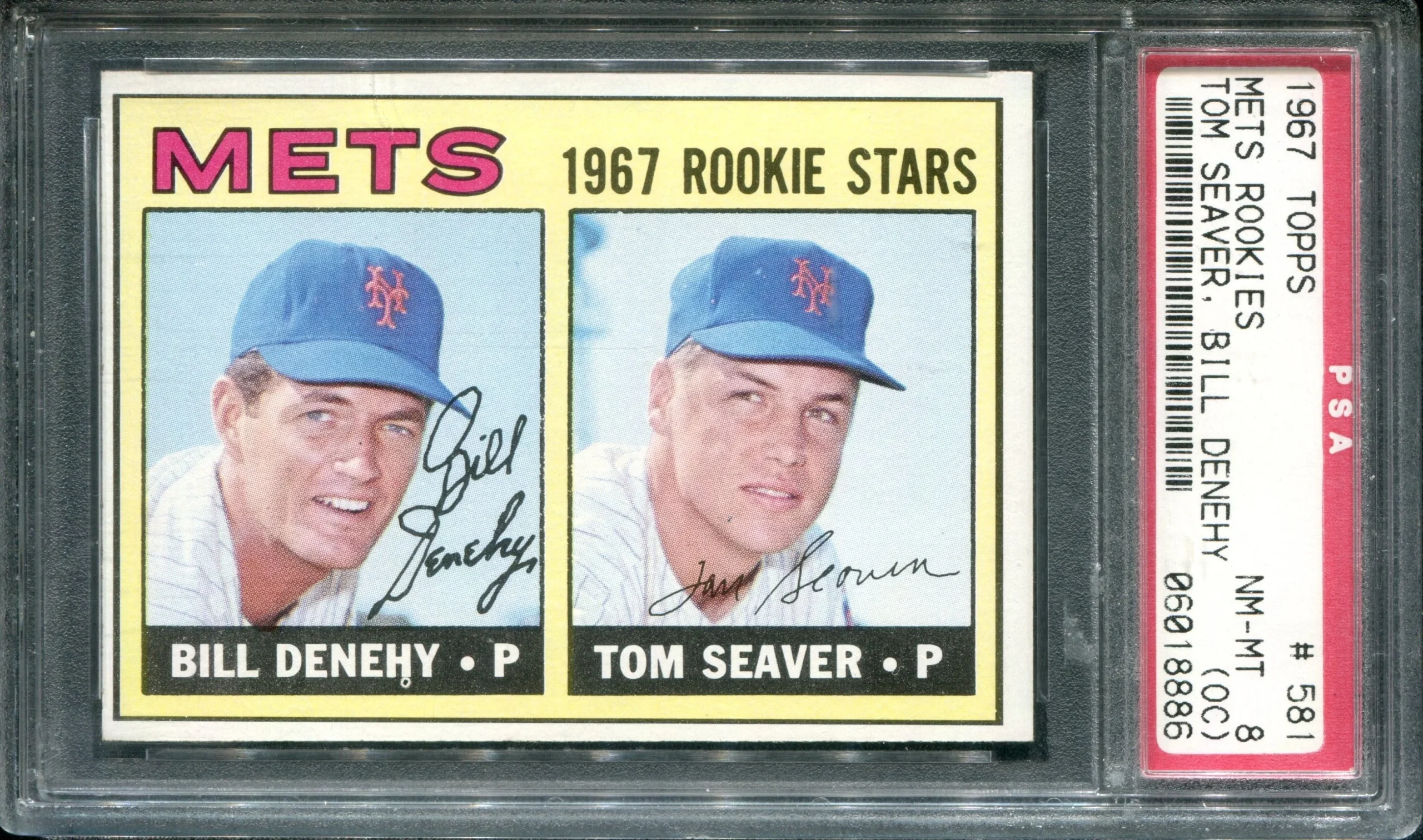 PSA 8 (OC) 1967 Topps #581 Rookie Stars Bill Denehy RC Tom Seaver RC - Northwest Sportscards