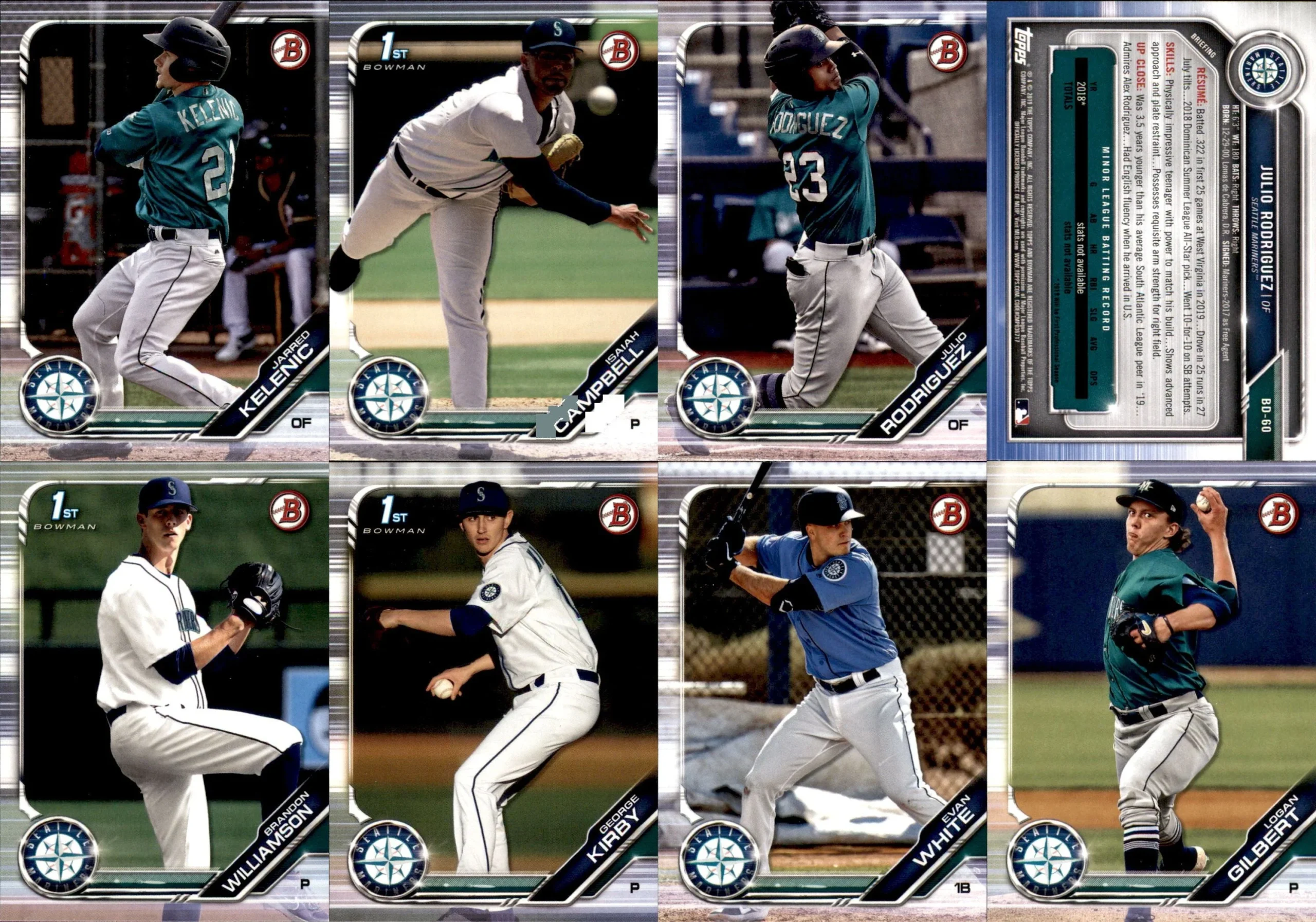 2019 Bowman Draft Paper Seattle Mariners Team Set of 7 - Northwest Sportscards