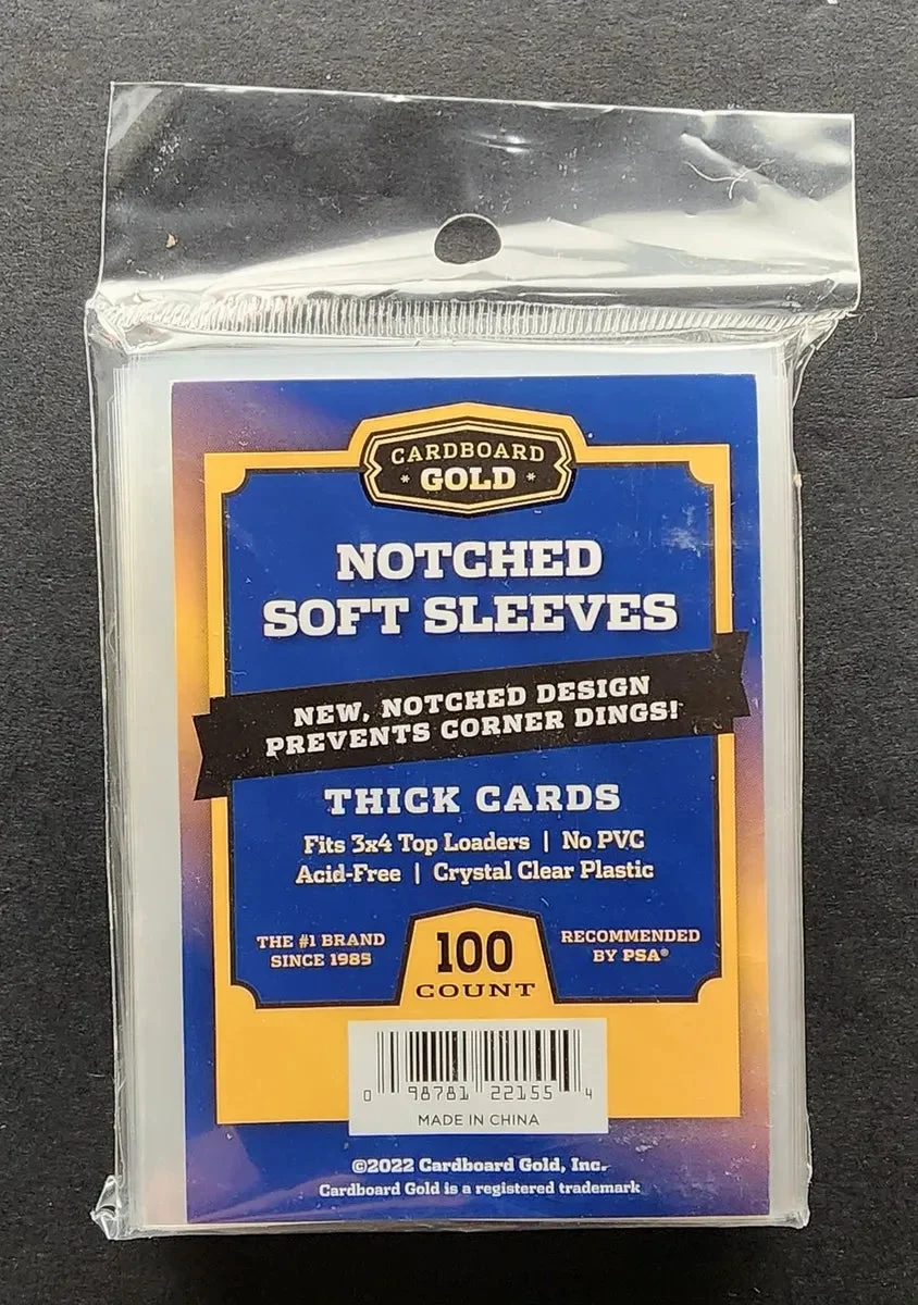 Cardboard Gold Thick Notched Soft Sleeves Pack - Gold River Distributing