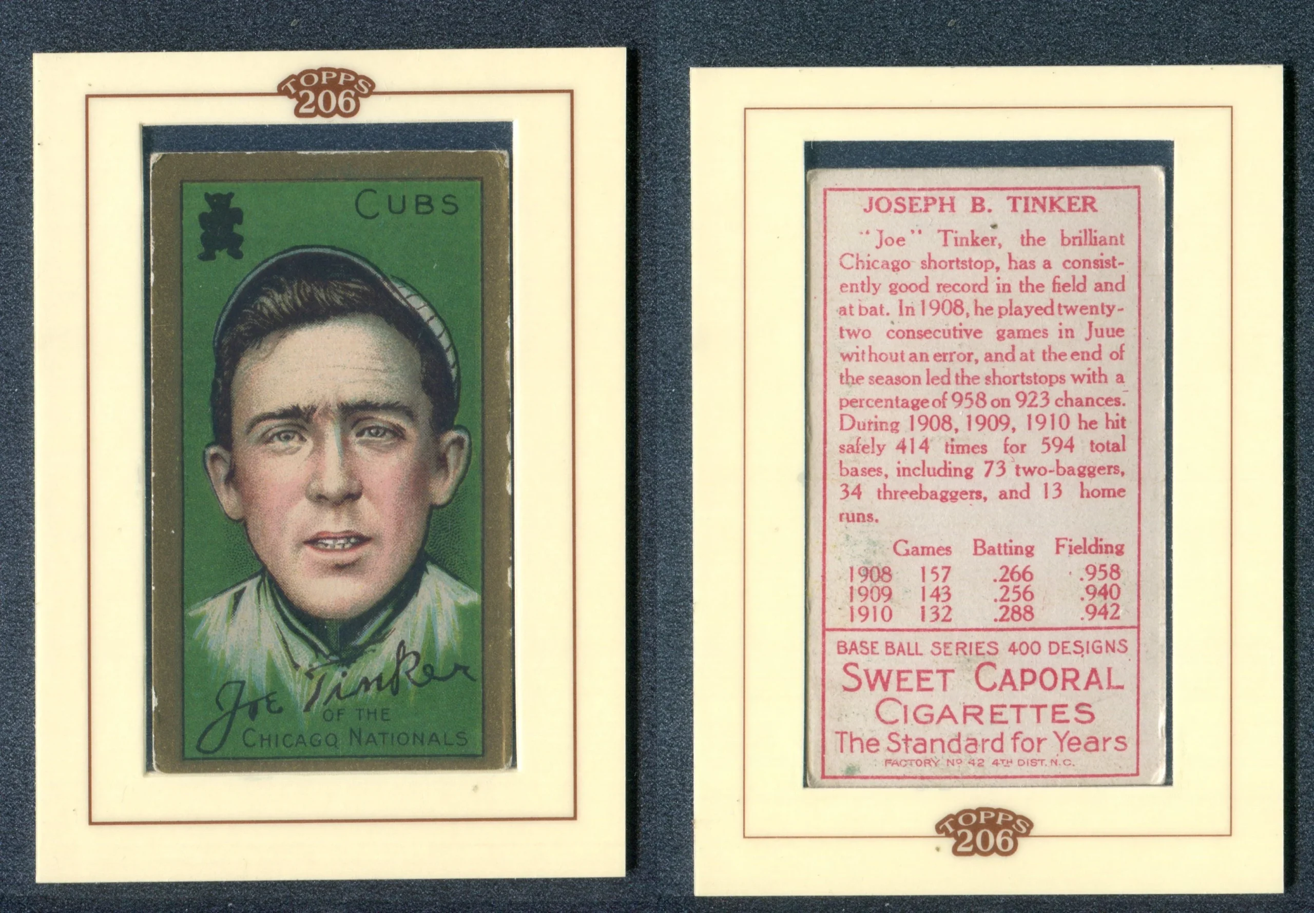 1911 T205 Gold Border Sweet Caporal #191 Joe Tinker (2002 Topps 206) - Northwest Sportscards